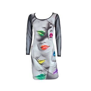 90s vintage graphic midi dress